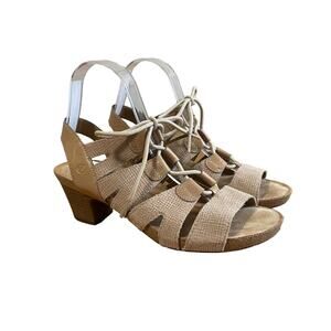Josef Seibel EU 38 US 7-7.5 Heels Sandals Lace Up Tan Leather Gladiator Cork